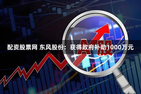 配资股票网 东风股份：获得政府补助1000万元