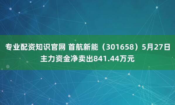 专业配资知识官网 首航新能（301658）5月27日主力资金净卖出841.44万元