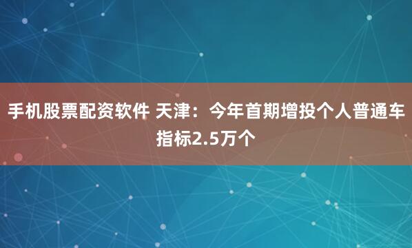 手机股票配资软件 天津：今年首期增投个人普通车指标2.5万个